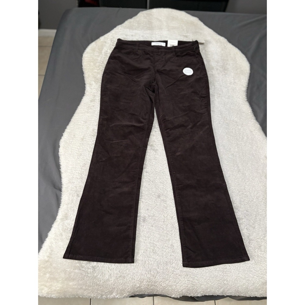 New Croft & Barrow Tummy Control Brown Mid‎ Rise Bootcut Pants Size 12 Stretch